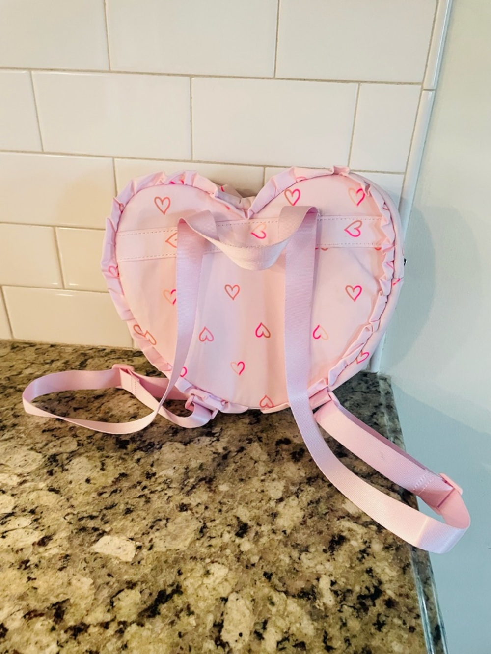 Cat & Jack Pink Mini Heart-Shaped Ruffle Backpack - Picture 2 of 6